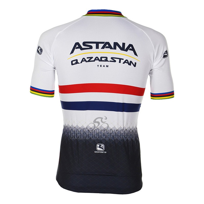 Astana Qazaqstan Team Cycling Jersey Bib Short 2023 Short Sleeve White